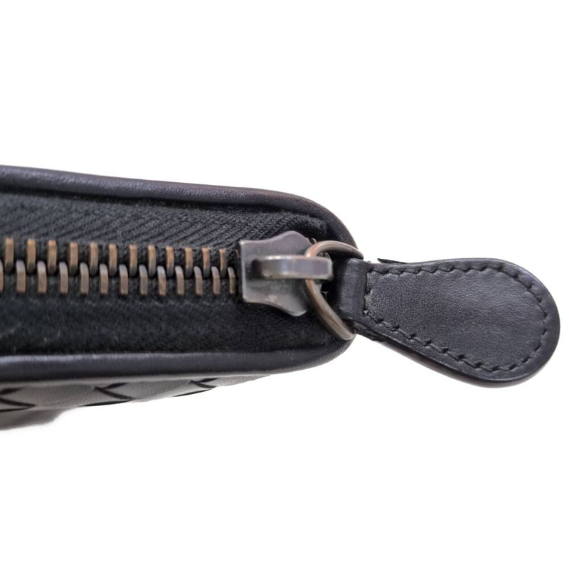 Bottega Veneta Intrecciato Round Zipper Long Wallet / Black / Next-day Delivery