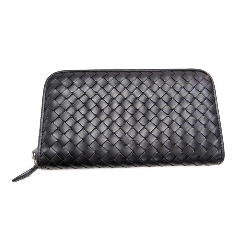 Bottega Veneta Intrecciato Round Zipper Long Wallet / Black / Next-day Delivery