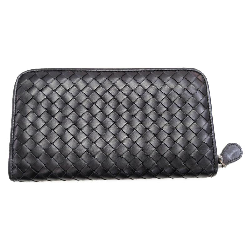 Bottega Veneta Intrecciato Round Zipper Long Wallet / Black / Next-day Delivery