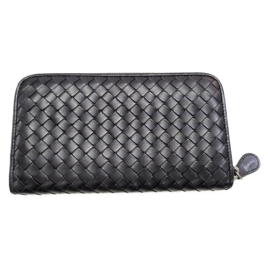 Bottega Veneta Intrecciato Round Zipper Long Wallet / Black / Next-day Delivery