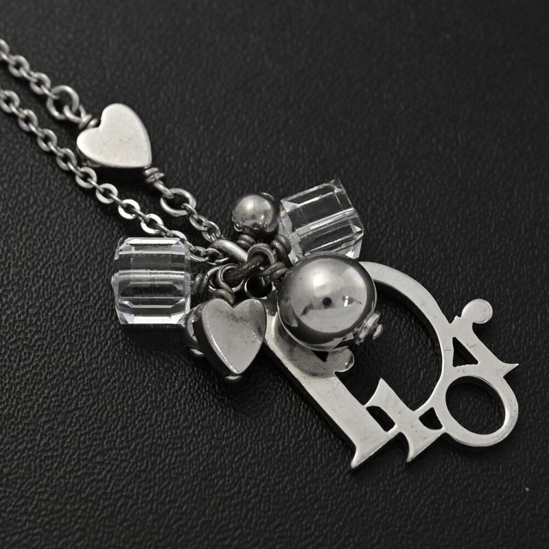 Christian DIOR Logo Heart Chain Necklace And Pendant / Alloy / Plating - 10.3g