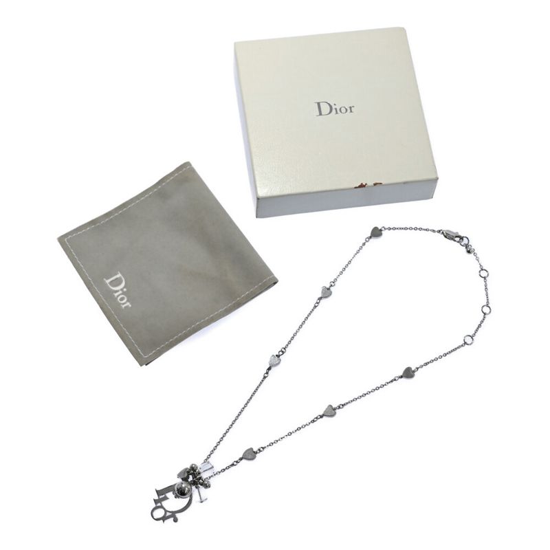 Christian DIOR Logo Heart Chain Necklace And Pendant / Alloy / Plating - 10.3g