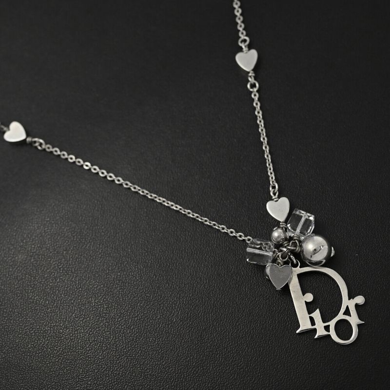 Christian DIOR Logo Heart Chain Necklace And Pendant / Alloy / Plating - 10.3g