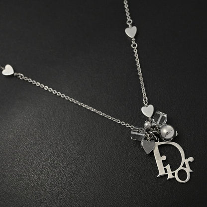 Christian DIOR Logo Heart Chain Necklace And Pendant / Alloy / Plating - 10.3g