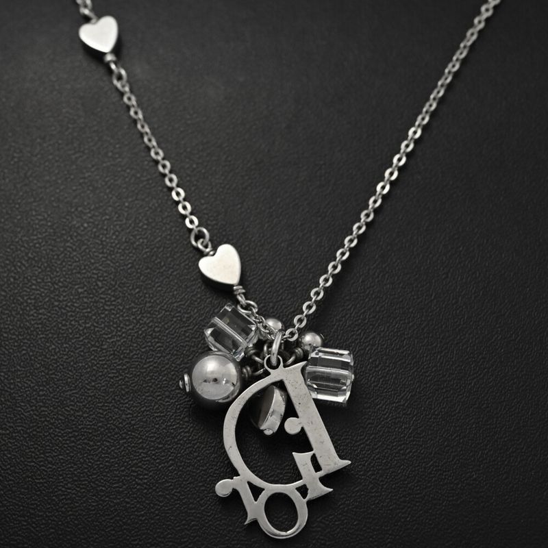 Christian DIOR Logo Heart Chain Necklace And Pendant / Alloy / Plating - 10.3g