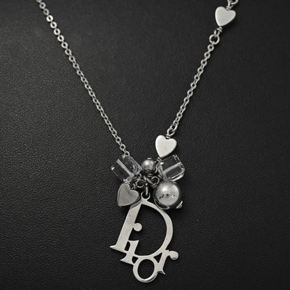 Christian DIOR Logo Heart Chain Necklace And Pendant / Alloy / Plating - 10.3g