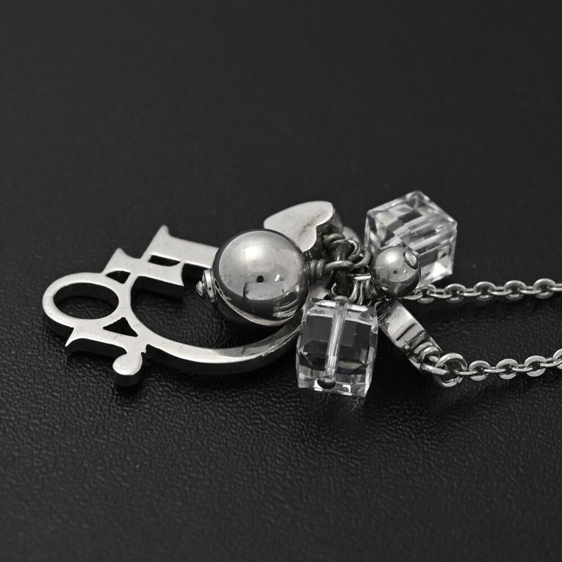 Christian DIOR Logo Heart Chain Necklace And Pendant / Alloy / Plating - 10.3g