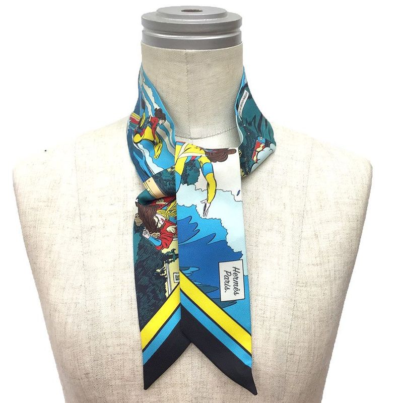 Hermes Twilly WOW 063463s Spring/summer 2021 American Comic Book Style Tie