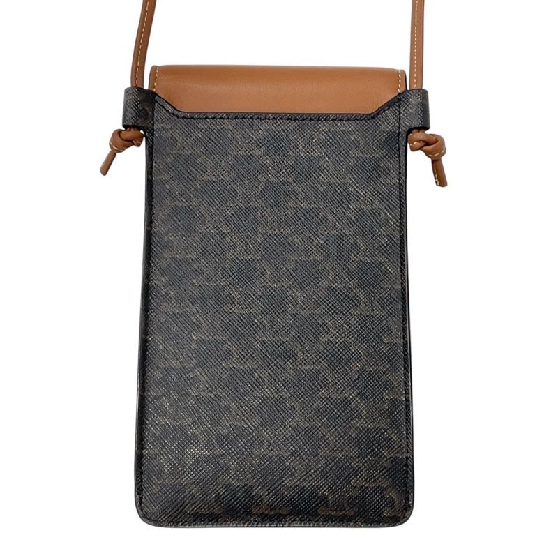 Celine Mobile/smartphone Accessories Brown Triomphe Logo Mobile Pouch With Flap