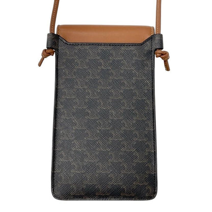 Celine Mobile/smartphone Accessories Brown Triomphe Logo Mobile Pouch With Flap