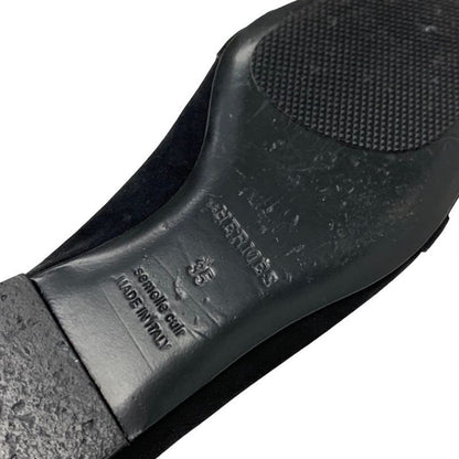 Hermes Bilbao Flat Shoes Suede Black Gold Kelly Hardware