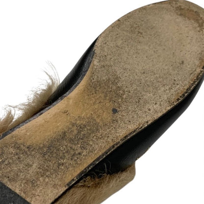 Gucci Prince Town Flat Shoes Leather Fur Black Brown Gold Horsebit Star Bee