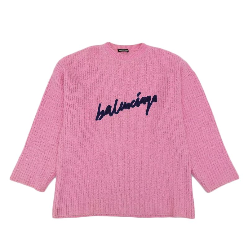 Balenciaga Embroidered Logo Knit Top Men's Pink S 628740 20AW S