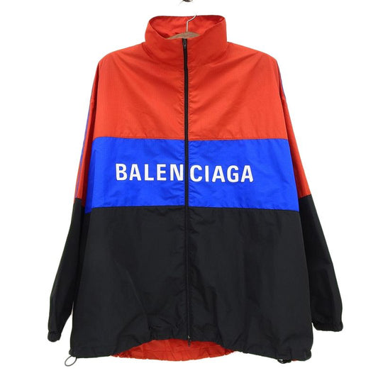 Balenciaga Beautiful Logo Print Oversized Zip Up Poplin Jacket Men's Multicolor
