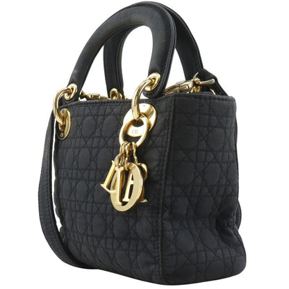 [dior] Christian Dior Lady Dior Mini Cannage 2WAY Shoulder Nylon Black Ladies
