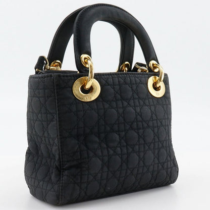 [dior] Christian Dior Lady Dior Mini Cannage 2WAY Shoulder Nylon Black Ladies
