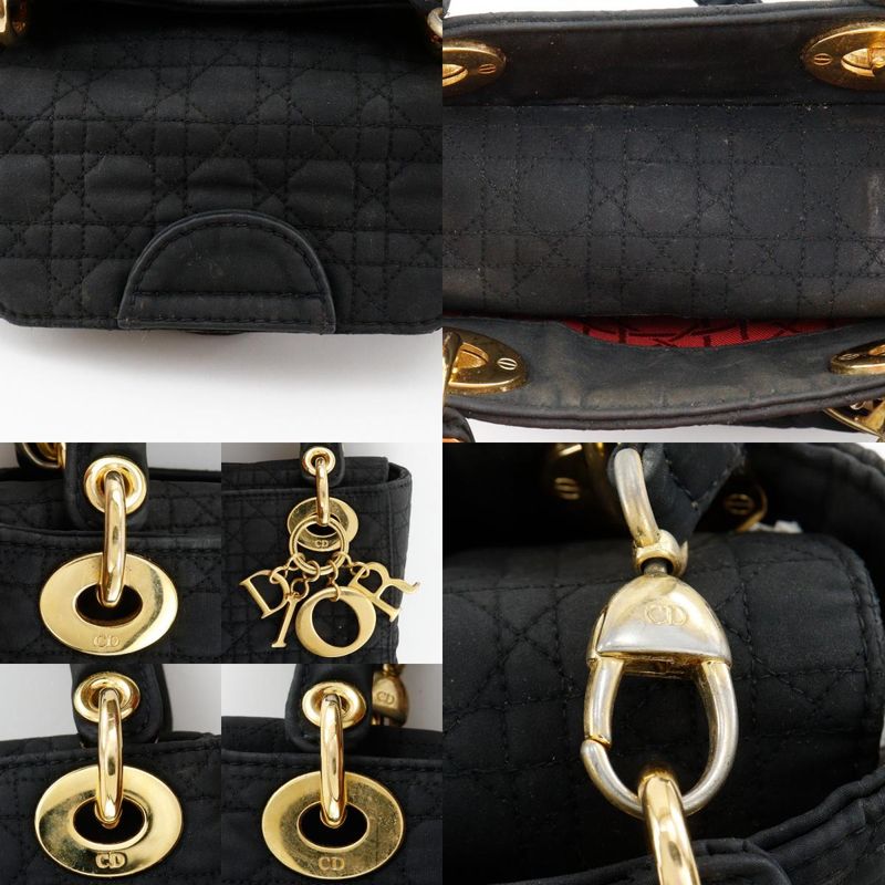 [dior] Christian Dior Lady Dior Mini Cannage 2WAY Shoulder Nylon Black Ladies