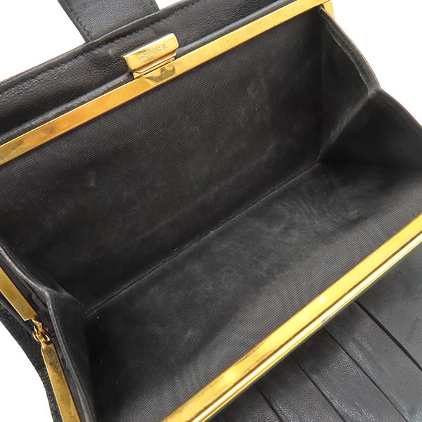 Chanel Long Wallet Coco Mark Clasp Lambskin Caviar Skin Black Gold Hardware