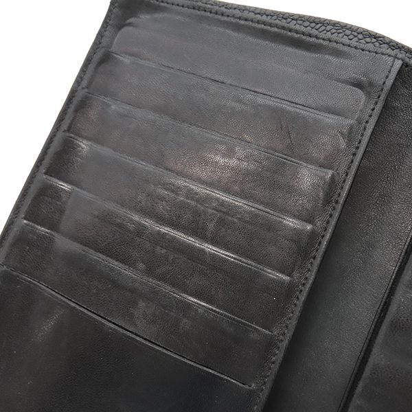 Chanel Long Wallet Coco Mark Clasp Lambskin Caviar Skin Black Gold Hardware