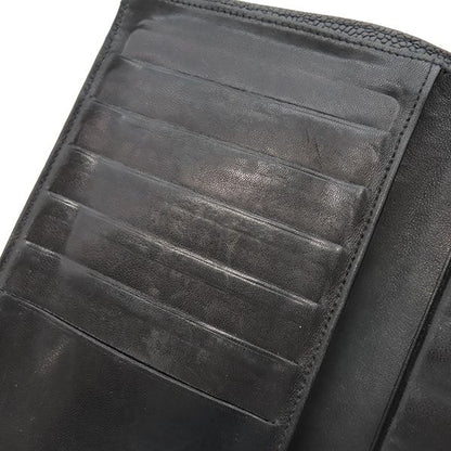 Chanel Long Wallet Coco Mark Clasp Lambskin Caviar Skin Black Gold Hardware