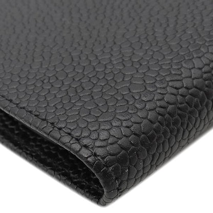 Chanel Long Wallet Coco Mark Clasp Lambskin Caviar Skin Black Gold Hardware
