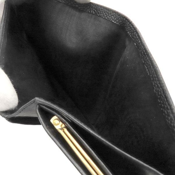 Chanel Long Wallet Coco Mark Clasp Lambskin Caviar Skin Black Gold Hardware