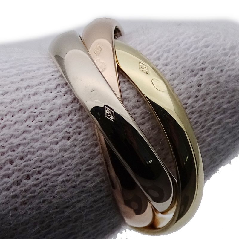 Cartier Ring Women's Brand Ring 750pg 750wg 750yg Trinity Classic Model Pink