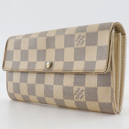 Louis Vuitton Portefeuille Sarah N61735 Damier Azure Canvas White Ca5027 Unisex