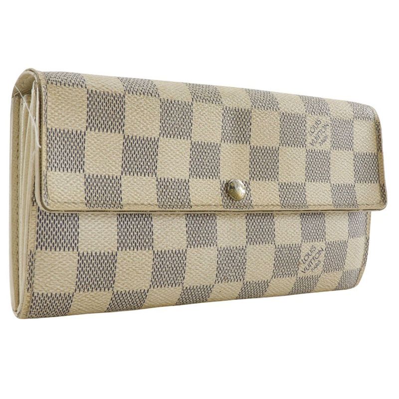 Louis Vuitton Portefeuille Sarah N61735 Damier Azure Canvas White Ca5027 Unisex