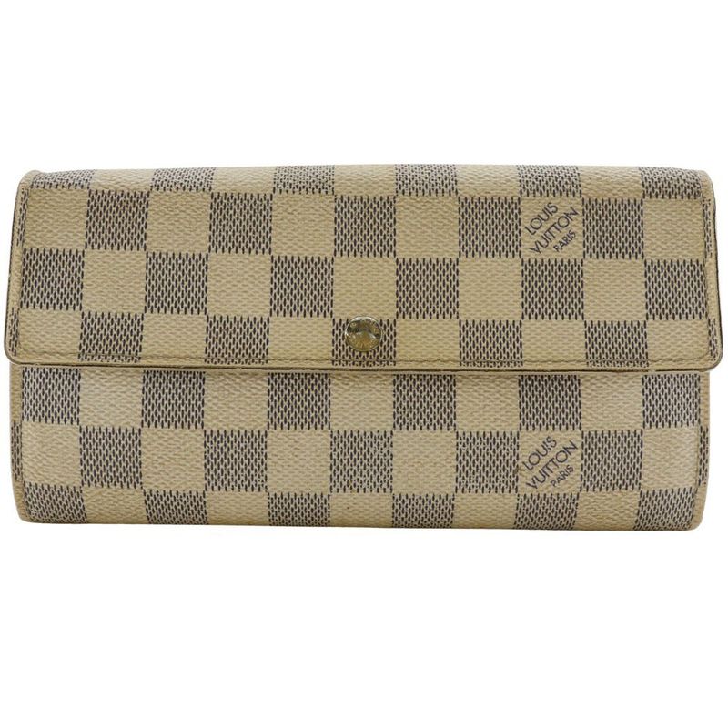 Louis Vuitton Portefeuille Sarah N61735 Damier Azure Canvas White Ca5027 Unisex