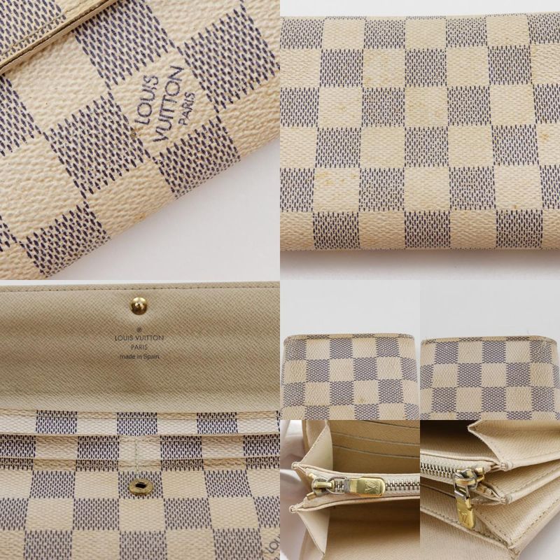 Louis Vuitton Portefeuille Sarah N61735 Damier Azure Canvas White Ca5027 Unisex