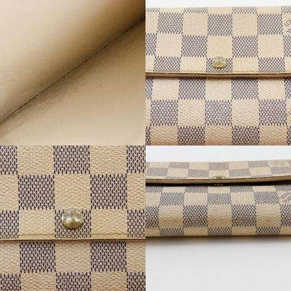 Louis Vuitton Portefeuille Sarah N61735 Damier Azure Canvas White Ca5027 Unisex