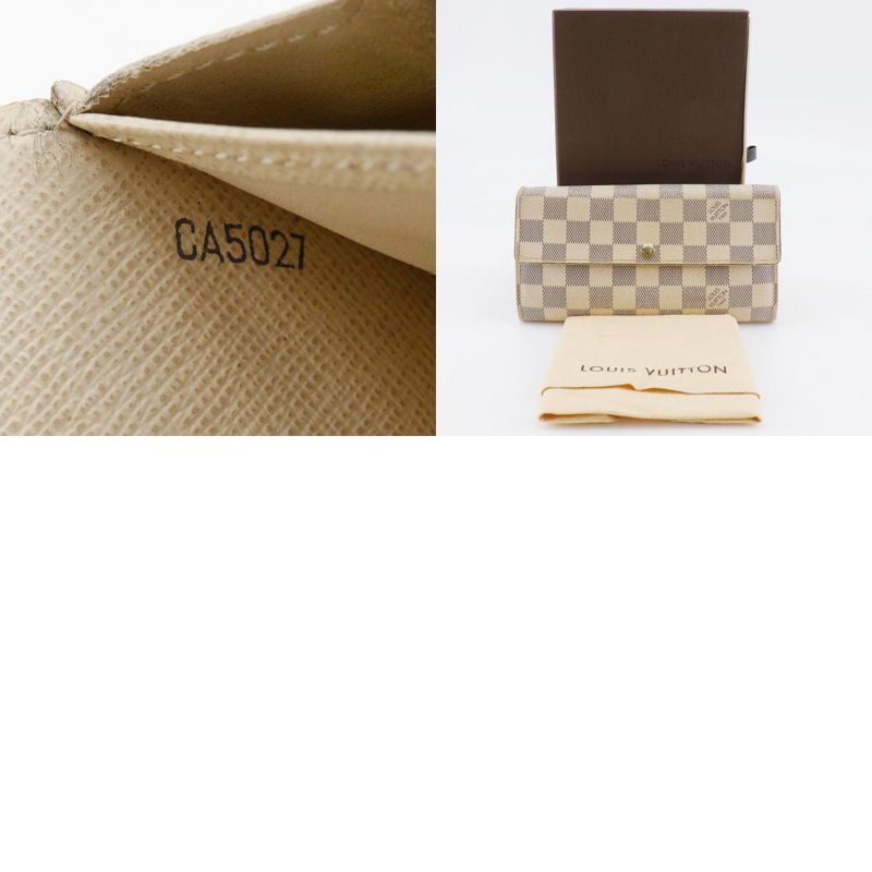 Louis Vuitton Portefeuille Sarah N61735 Damier Azure Canvas White Ca5027 Unisex