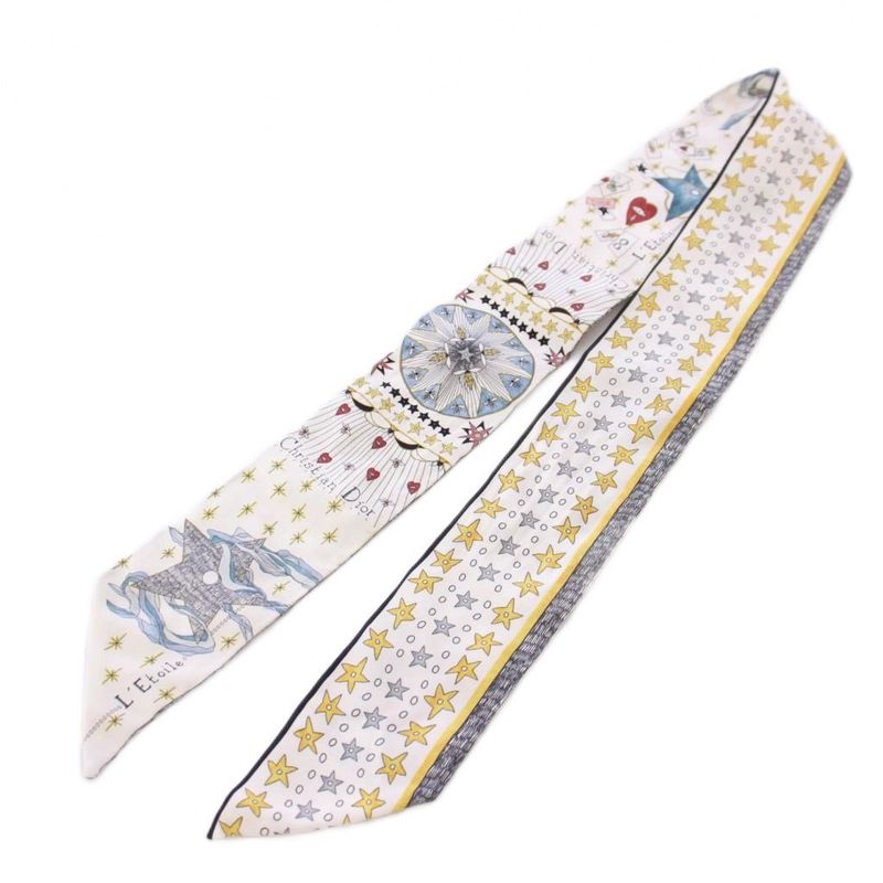 Christian DIOR L'etoile Stars Mitzah Scarf Silk Total White BB - OH