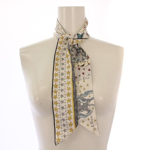 Christian DIOR L'etoile Stars Mitzah Scarf Silk Total White BB - OH