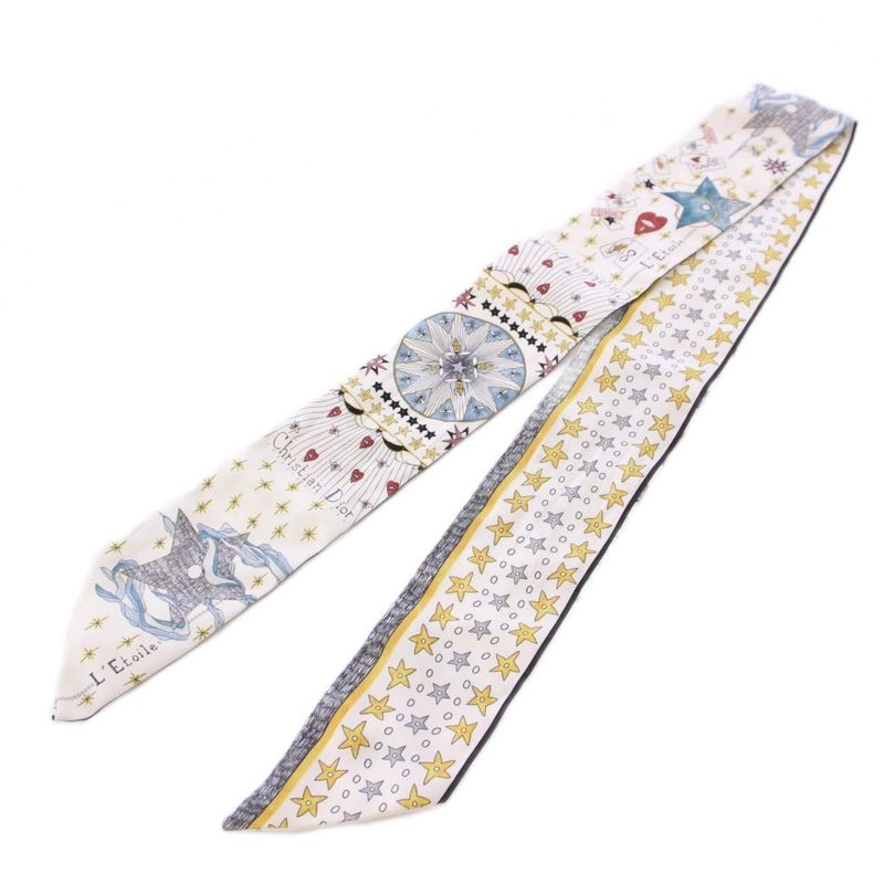 Christian DIOR L'etoile Stars Mitzah Scarf Silk Total White BB - OH