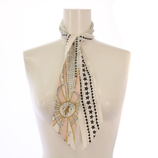 Christian DIOR LE Soleol La Papesse Mitzva Scarf Silk Star Pattern Heart