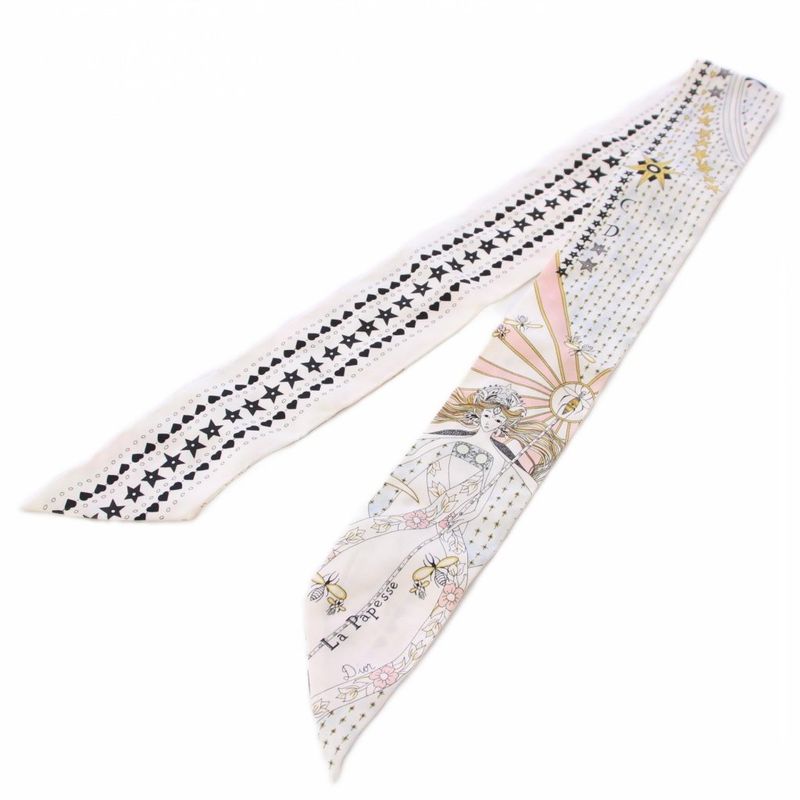 Christian DIOR LE Soleol La Papesse Mitzva Scarf Silk Star Pattern Heart