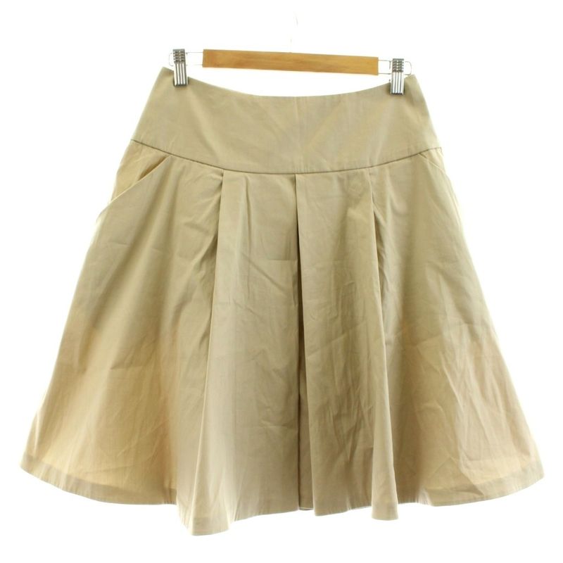 Prada Flared Skirt Knee Length Stretch 40 Beige 21h578 S131 KU