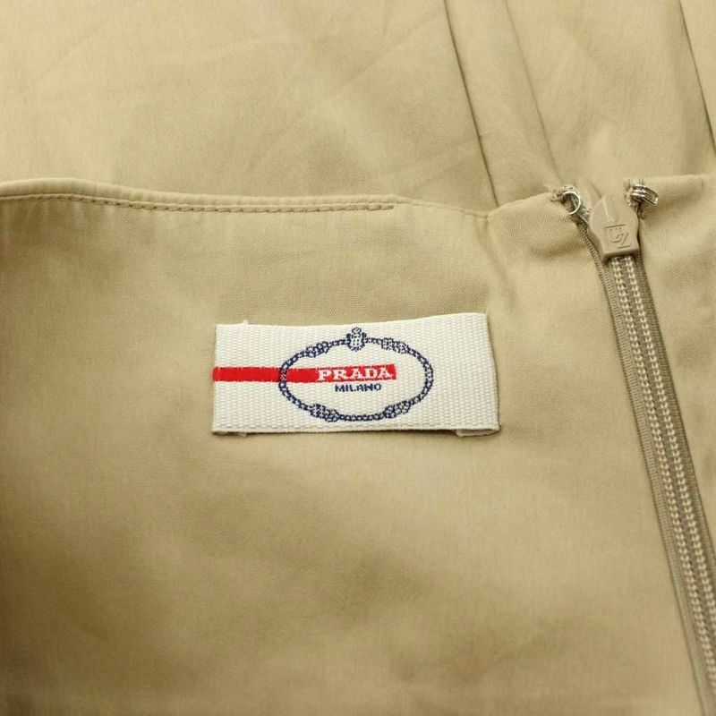 Prada Flared Skirt Knee Length Stretch 40 Beige 21h578 S131 KU