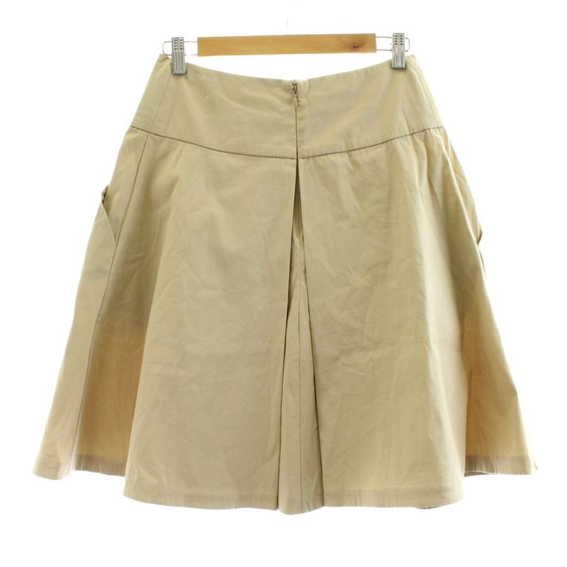 Prada Flared Skirt Knee Length Stretch 40 Beige 21h578 S131 KU