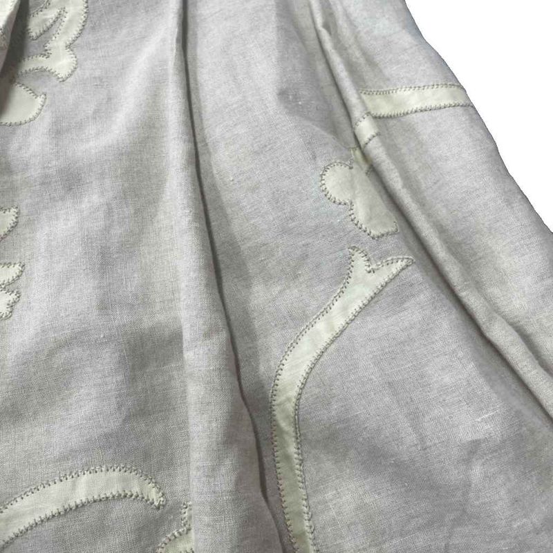 Prada All-over Linen Tucked Pleated Flared Skirt 38 Beige AA