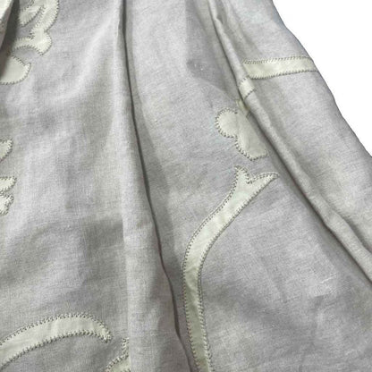 Prada All-over Linen Tucked Pleated Flared Skirt 38 Beige AA