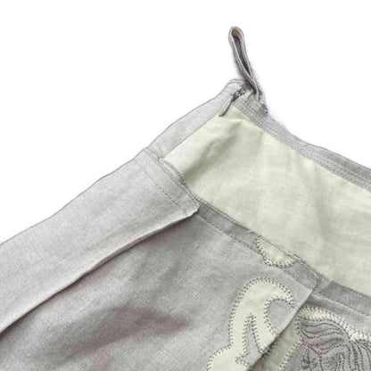 Prada All-over Linen Tucked Pleated Flared Skirt 38 Beige AA