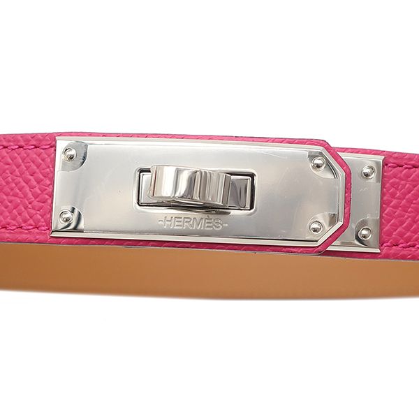 Hermes Belt Kelly 18 Vaux Epson GP Rose Mexico Silver Hardware Turnlock