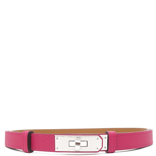 Hermes Belt Kelly 18 Vaux Epson GP Rose Mexico Silver Hardware Turnlock