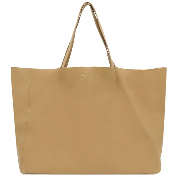 Celine Tote Bag Horizontal Cabas Leather Light Brown Gold Hardware Light Brown
