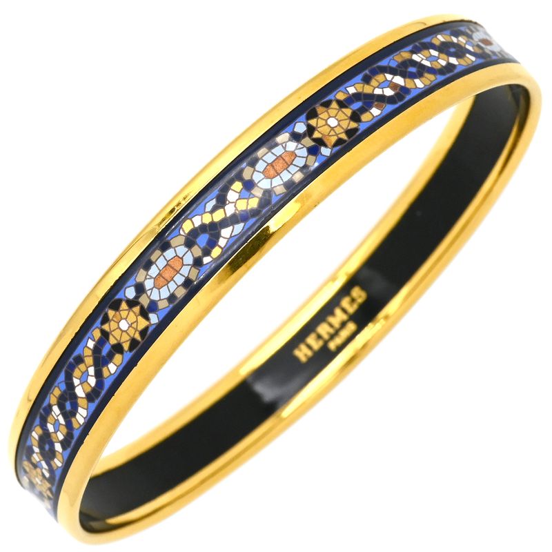 Hermes Bangle Emile PM Metal Cloisonne Multicolor and Gold Hardware