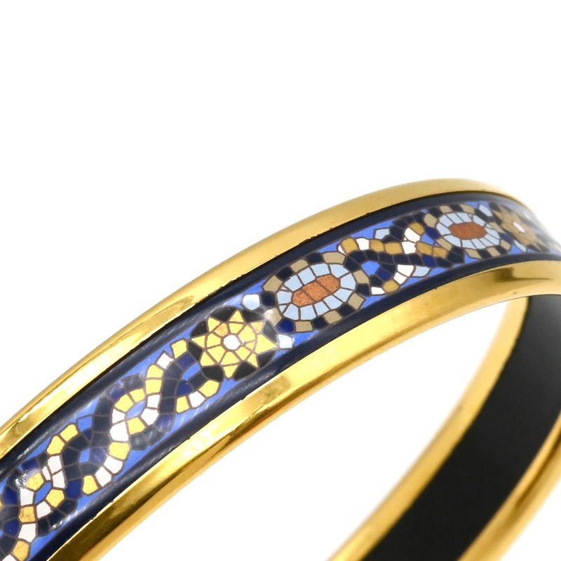 Hermes Bangle Emile PM Metal Cloisonne Multicolor and Gold Hardware