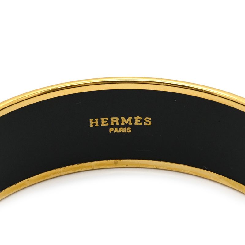 Hermes Bangle Emile GM Cloisonne Navy and Multicolor Gold Hardware Navy Blue